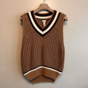 WEST OF MELROSE Tan/Brown/Cream Sweater Vest Size L